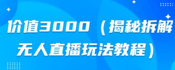 价值3000，揭秘拆解无人直播玩法教程-观智斋电商课程站