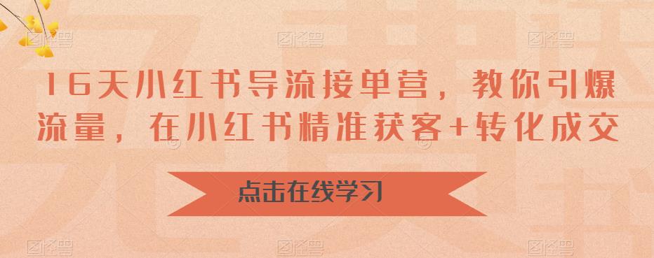 16天小红书导流接单营，教你引爆流量，在小红书精准获客+转化成交-观智斋电商课程站