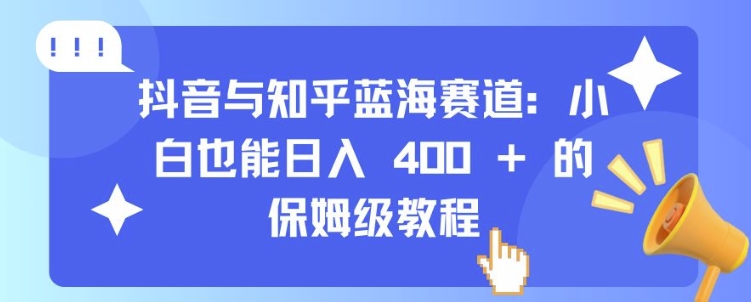 抖音与知乎蓝海赛道：小白也能日入 4张 的保姆级教程-观智斋电商课程站