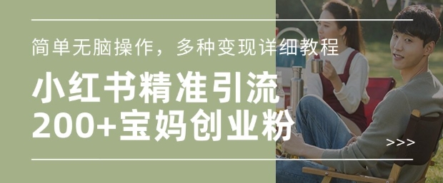 小红书混剪日引200+宝妈创业粉，简单无脑操作，多种变现详细教程-观智斋电商课程站