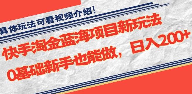 快手淘金蓝海项目新玩法，0基础新手也能做，日入200+-观智斋电商课程站