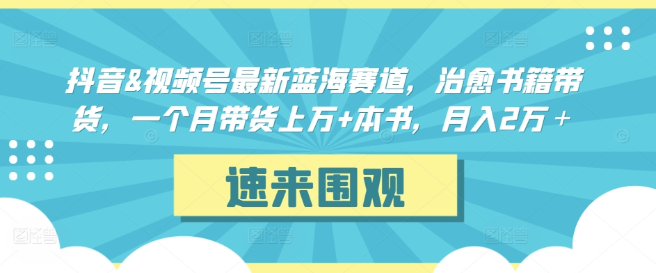 抖音&视频号最新蓝海赛道，治愈书籍带货，一个月带货上万+本书，月入2万＋【揭秘】-观智斋电商课程站