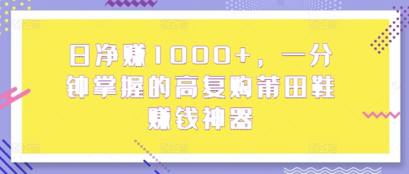 日净赚1000+，一分钟掌握的高复购莆田鞋赚钱神器-观智斋电商课程站