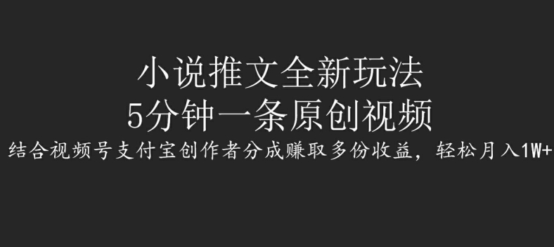 小说推文全新玩法，5分钟一条原创视频，结合视频号支付宝创作者分成赚取多份收益，轻松月入1W+-观智斋电商课程站