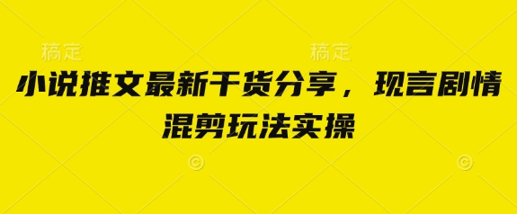 小说推文最新干货分享，现言剧情混剪玩法实操-观智斋电商课程站