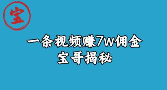 宝哥揭秘一条视频赚7W佣金，一个不需要真人露脸就能操作的短视频项目-观智斋电商课程站