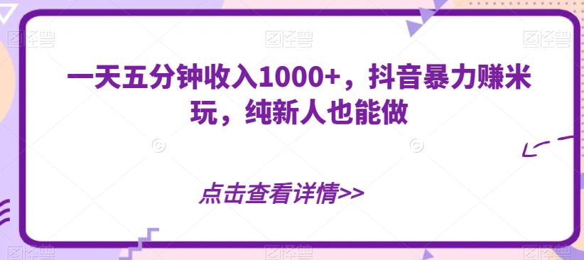 一天五分钟收入1000+，抖音暴力赚米玩，纯新人也能做-观智斋电商课程站