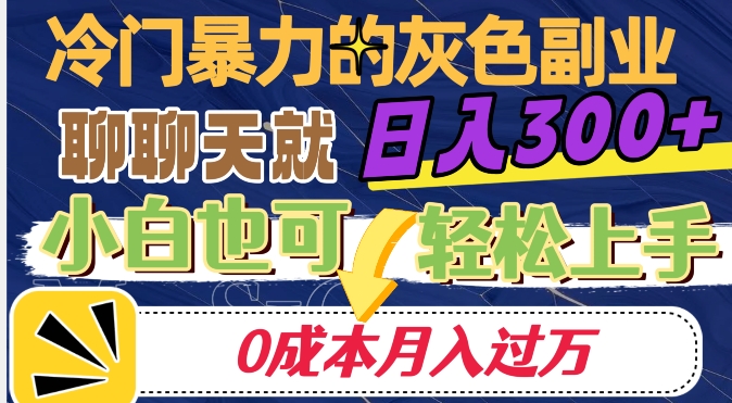 冷门暴利的副业项目，聊聊天就能日入300+，0成本月入过万【揭秘】-观智斋电商课程站
