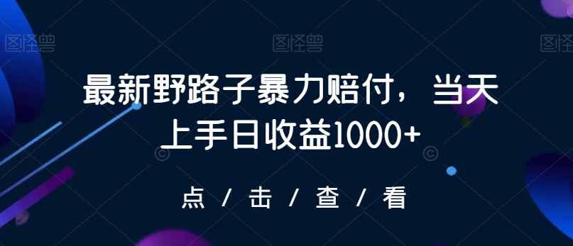 最新野路子暴力赔付，当天上手日收益1000+【仅揭秘】-观智斋电商课程站
