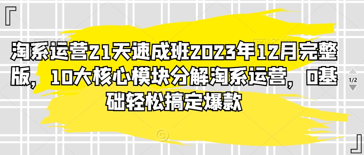 淘系运营21天速成班2023年12月完整版，10大核心模块分解淘系运营，0基础轻松搞定爆款-观智斋电商课程站