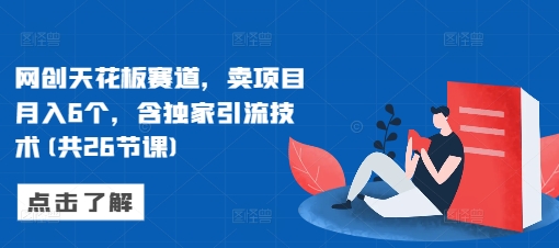 网创天花板赛道，卖项目月入6个，含独家引流技术(共26节课)-观智斋电商课程站