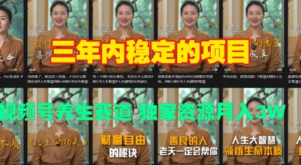 三年内稳定的项目 视频号养生赛道 独家资源月入过W-观智斋电商课程站