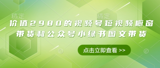 价值2980的视频号短视频橱窗带货和公众号小绿书图文带货-观智斋电商课程站