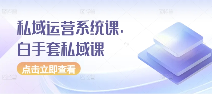 私域运营系统课，白手套私域课-观智斋电商课程站