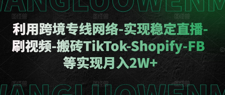 利用跨境专线网络-实现稳定直播-刷视频-搬砖TikTok-Shopify-FB等实现月入2W+【揭秘】-观智斋电商课程站