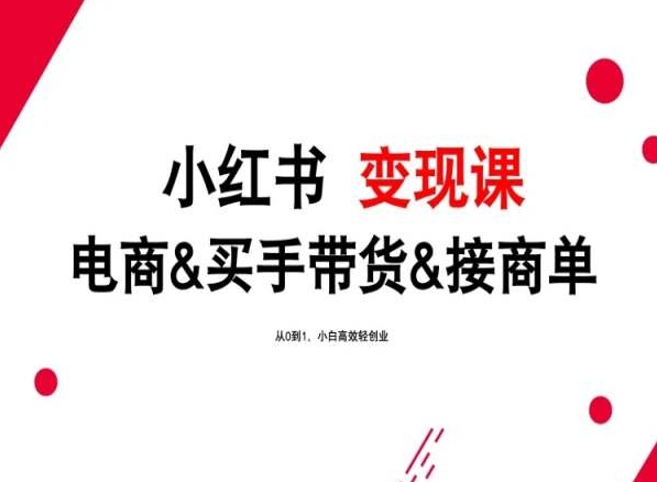 2024年最新小红书变现课，电商&买手带货&接商单，从0到1，小白高效轻创业-观智斋电商课程站