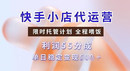 快手小店代运营，限时托管计划，收益55分，单日稳定变现多张【揭秘】-观智斋电商课程站