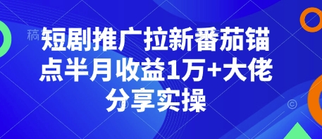 短剧推广拉新番茄锚点半月收益1万+大佬分享实操-观智斋电商课程站