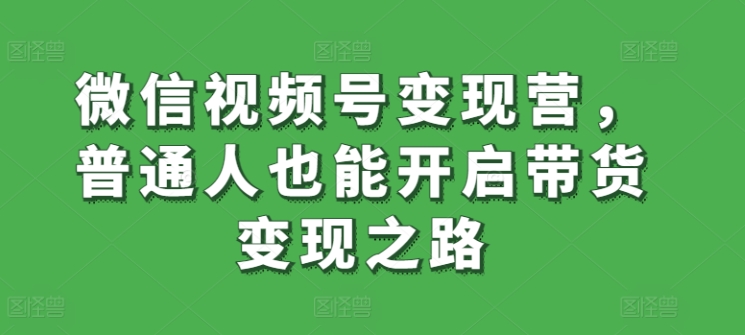 微信视频号变现营，普通人也能开启带货变现之路-观智斋电商课程站