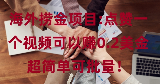 海外捞金项目点赞一个视频可以赚0.2美金，超简单可批量!-观智斋电商课程站