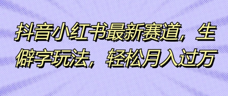 抖音小红书最新赛道，生僻字玩法，轻松月入过万-观智斋电商课程站