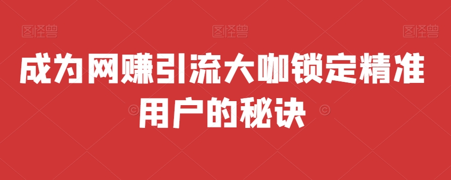 成为网创引流大咖锁定精准用户的秘诀-观智斋电商课程站