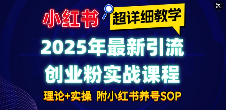 2025年最新小红书引流创业粉实战课程【超详细教学】小白轻松上手，月入1W+，附小红书养号SOP-观智斋电商课程站