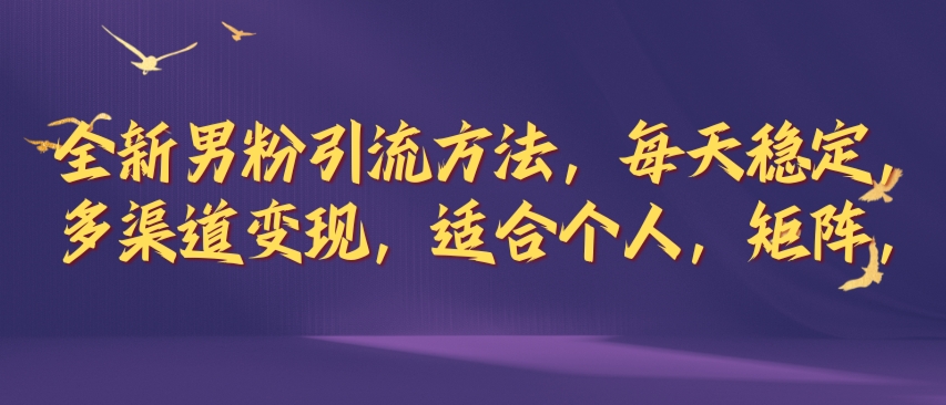 全新男粉引流方法，每天稳定加人，适合个人，矩阵，多渠道变现-观智斋电商课程站
