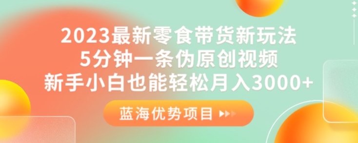 2023最新零食带货新玩法，5分钟一条伪原创视频，新手小白也能轻松月入3000+【揭秘】-观智斋电商课程站