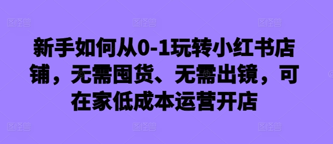 新手如何从0-1玩转小红书店铺，无需囤货、无需出镜，可在家低成本运营开店-观智斋电商课程站