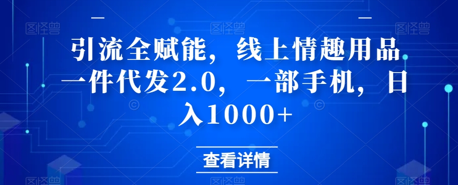 引流全赋能，线上情趣用品一件代发2.0，一部手机，日入1000+-观智斋电商课程站