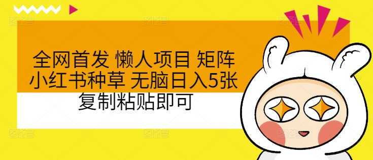 全网首发 懒人项目 矩阵小红书种草 无脑日入5张 复制粘贴即可-观智斋电商课程站