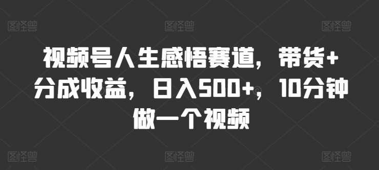 视频号人生感悟赛道，带货+分成收益，日入500+，10分钟做一个视频-观智斋电商课程站