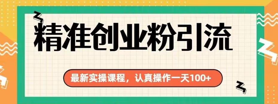 精准创业粉引流最新实操课程，认真操作一天100+-观智斋电商课程站
