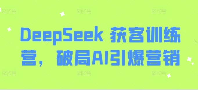DeepSeek 获客训练营，破局AI引爆营销-观智斋电商课程站