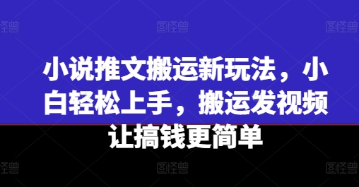 小说推文搬运新玩法，小白轻松上手，搬运发视频让搞钱更简单-观智斋电商课程站