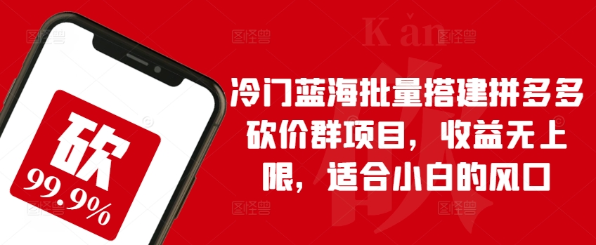 冷门蓝海批量搭建拼多多砍价群项目，收益无上限，适合小白的风口【揭秘】-观智斋电商课程站