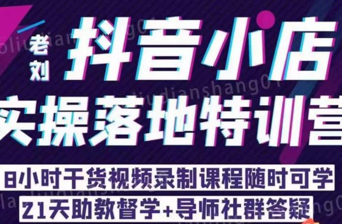 老刘·抖店商品卡流量，​抖音小店实操落地特训营，8小时干货视频录制课程随时可学-观智斋电商课程站