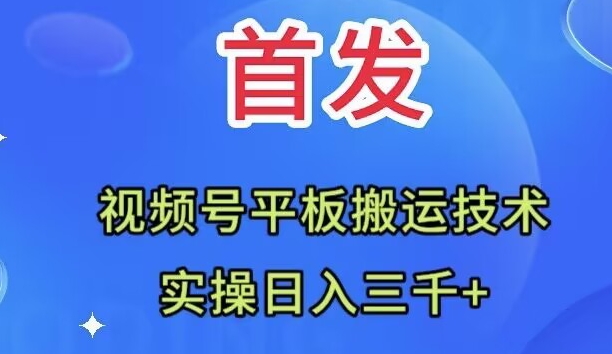 全网首发：视频号平板搬运技术，实操日入三千＋-观智斋电商课程站