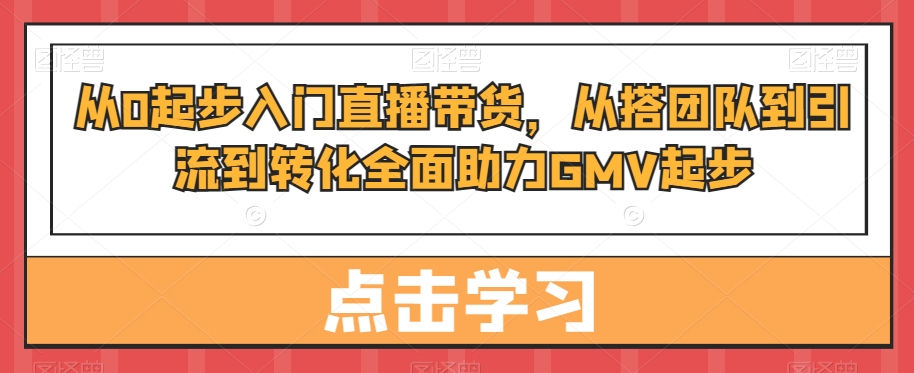 从0起步入门直播带货，​从搭团队到引流到转化全面助力GMV起步-观智斋电商课程站