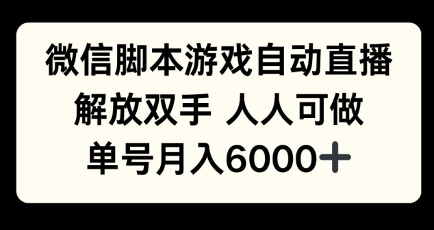 微信脚本游戏自动直播，解放双手 人人可做，单号月入6k-观智斋电商课程站