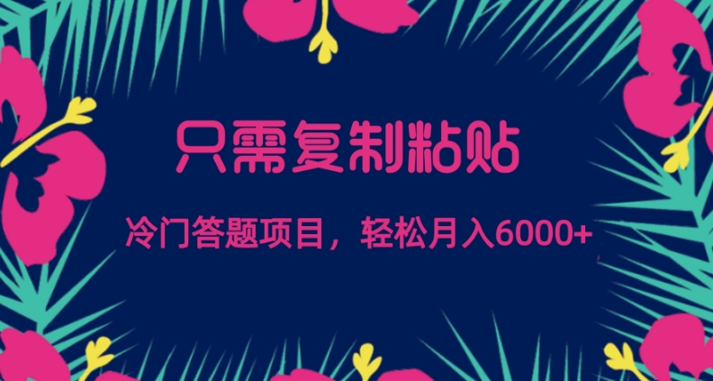 只需复制粘贴，冷门答题项目，轻松月入6000-观智斋电商课程站