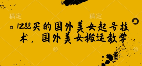 1288买的国外美女起号技术，国外美女搬运教学-观智斋电商课程站