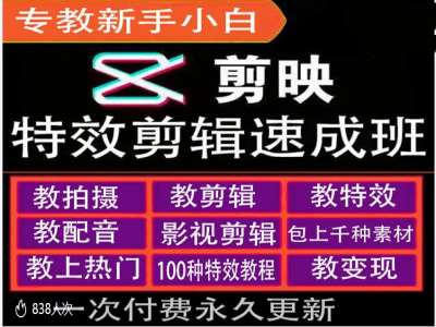 剪映特效教程和运营变现教程，特效剪辑速成班，专教新手小白-观智斋电商课程站