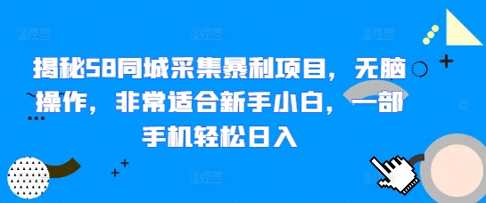 揭秘58同城采集暴利项目，无脑操作，非常适合新手小白，一部手机轻松日入-观智斋电商课程站