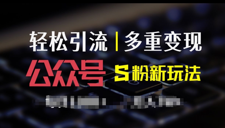 公众号S粉新玩法，简单操作、多重变现，每日收益1k-观智斋电商课程站