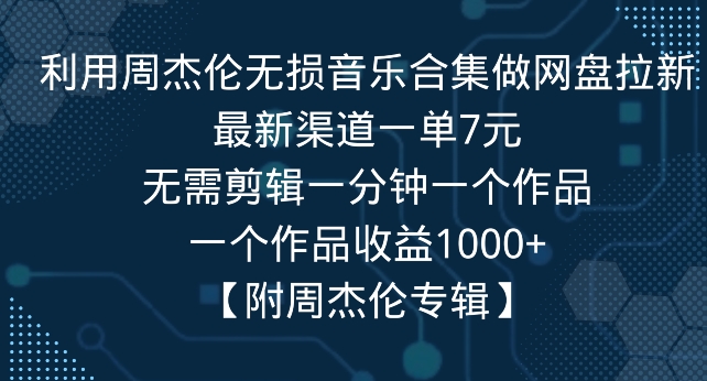 利用周杰伦无损音乐合集做网盘拉新，最新渠道一单7元，一个作品收益1000+-观智斋电商课程站