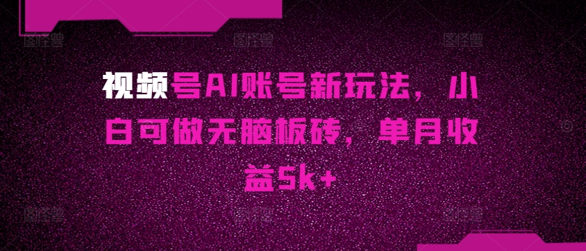 视频号AI账号新玩法，小白可做无脑板砖，单月收益5k+-观智斋电商课程站