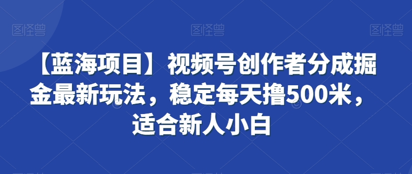 【蓝海项目】视频号创作者分成掘金最新玩法，稳定每天撸500米，适合新人小白【揭秘】-观智斋电商课程站