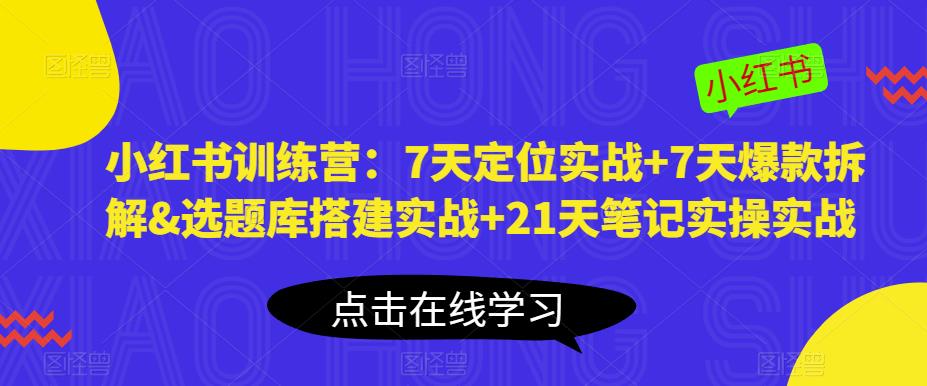 小红书训练营：7天定位实战+7天爆款拆解&选题库搭建实战+21天笔记实操实战-观智斋电商课程站